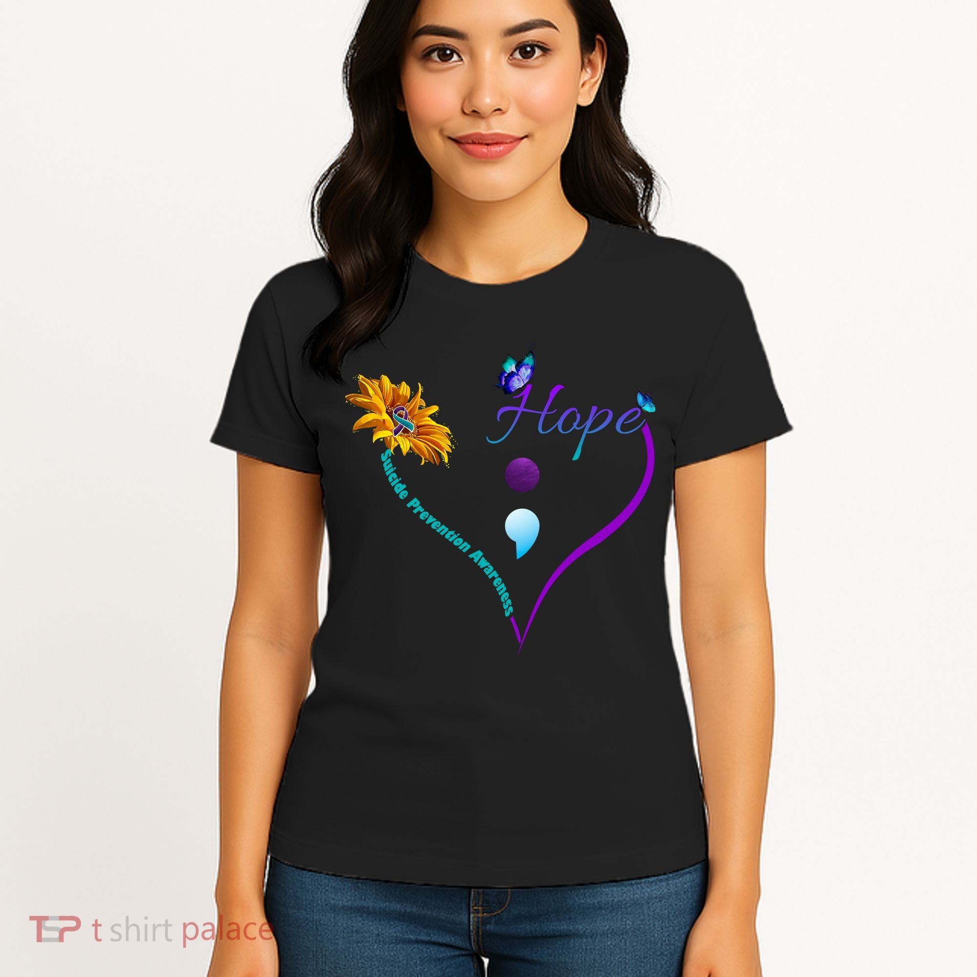 Suicide Prevention Awareness Floral Heart Women's T-Shirt