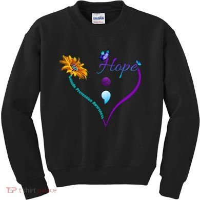 Suicide Prevention Awareness Floral Heart Kids Sweatshirt