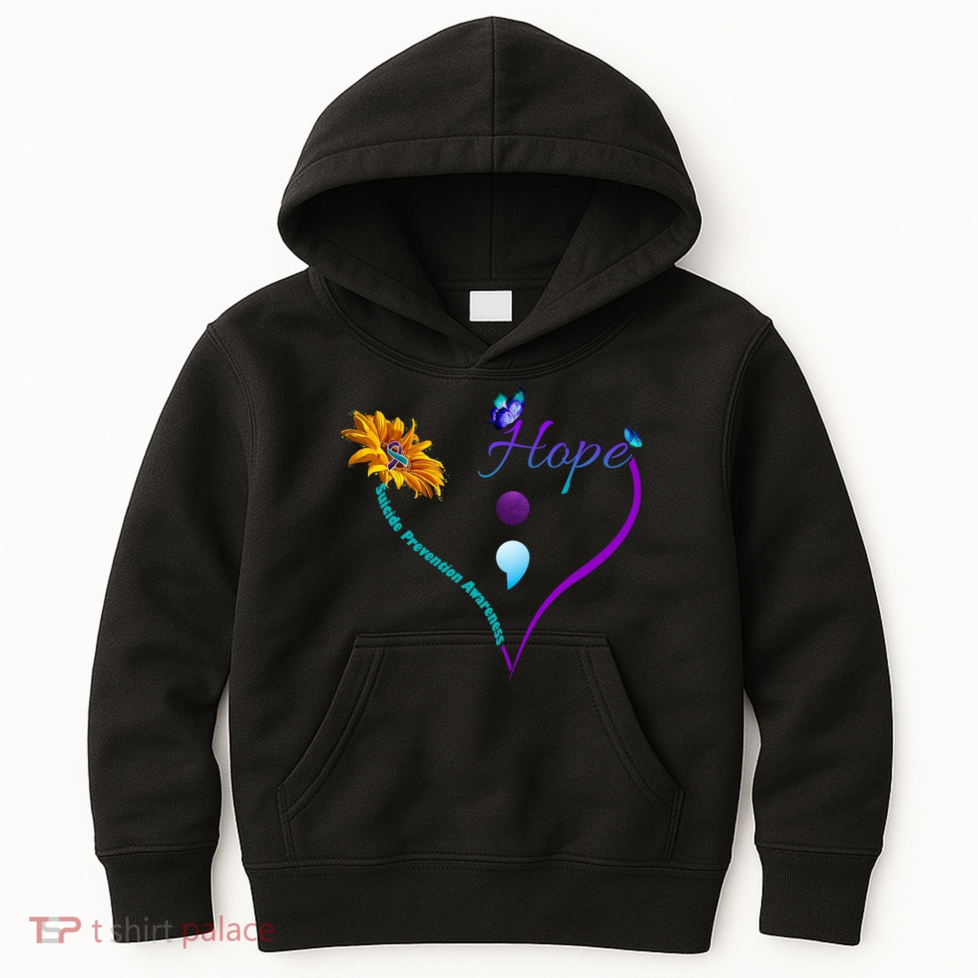 Suicide Prevention Awareness Floral Heart Kids Hoodie
