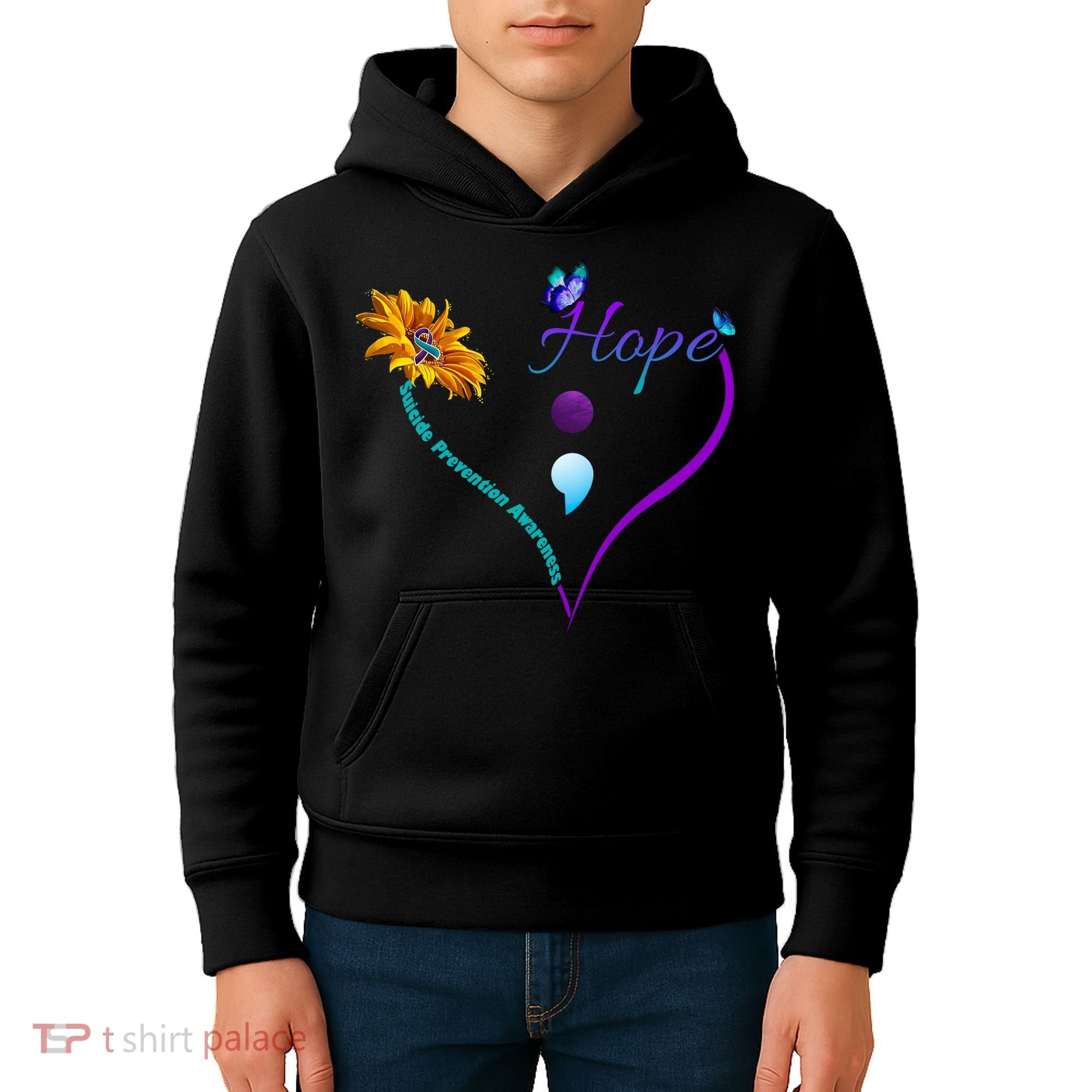 Suicide Prevention Awareness Floral Heart Kids Hoodie