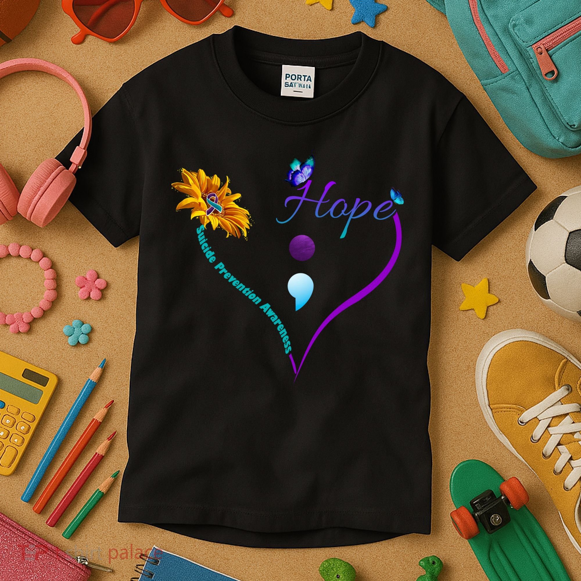 Suicide Prevention Awareness Floral Heart Kids T-Shirt