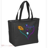 Suicide Prevention Awareness Floral Heart Tote Bag thumb 2