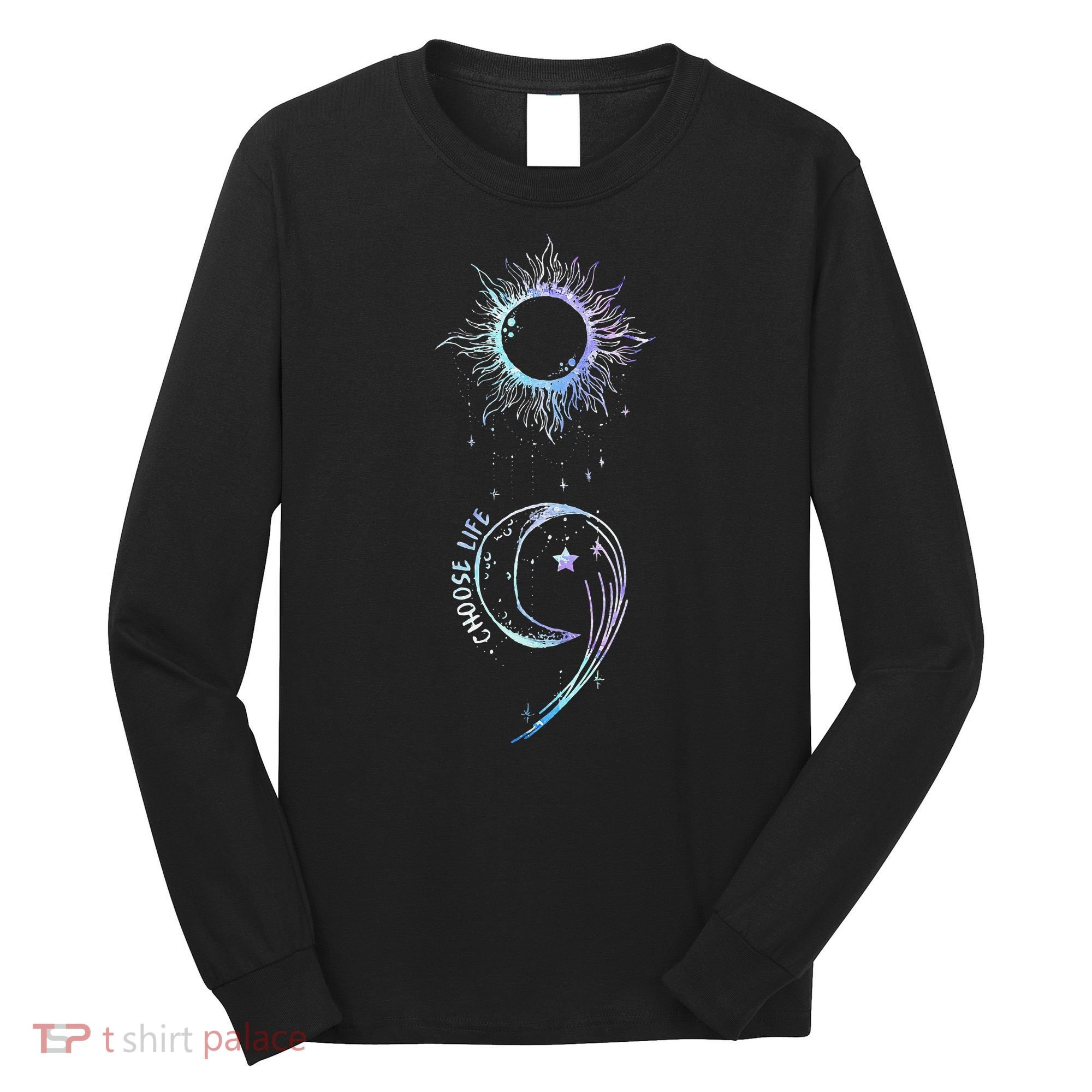 Suicide Prevention Awareness Choose Life Semicolon Gothic Long Sleeve Shirt