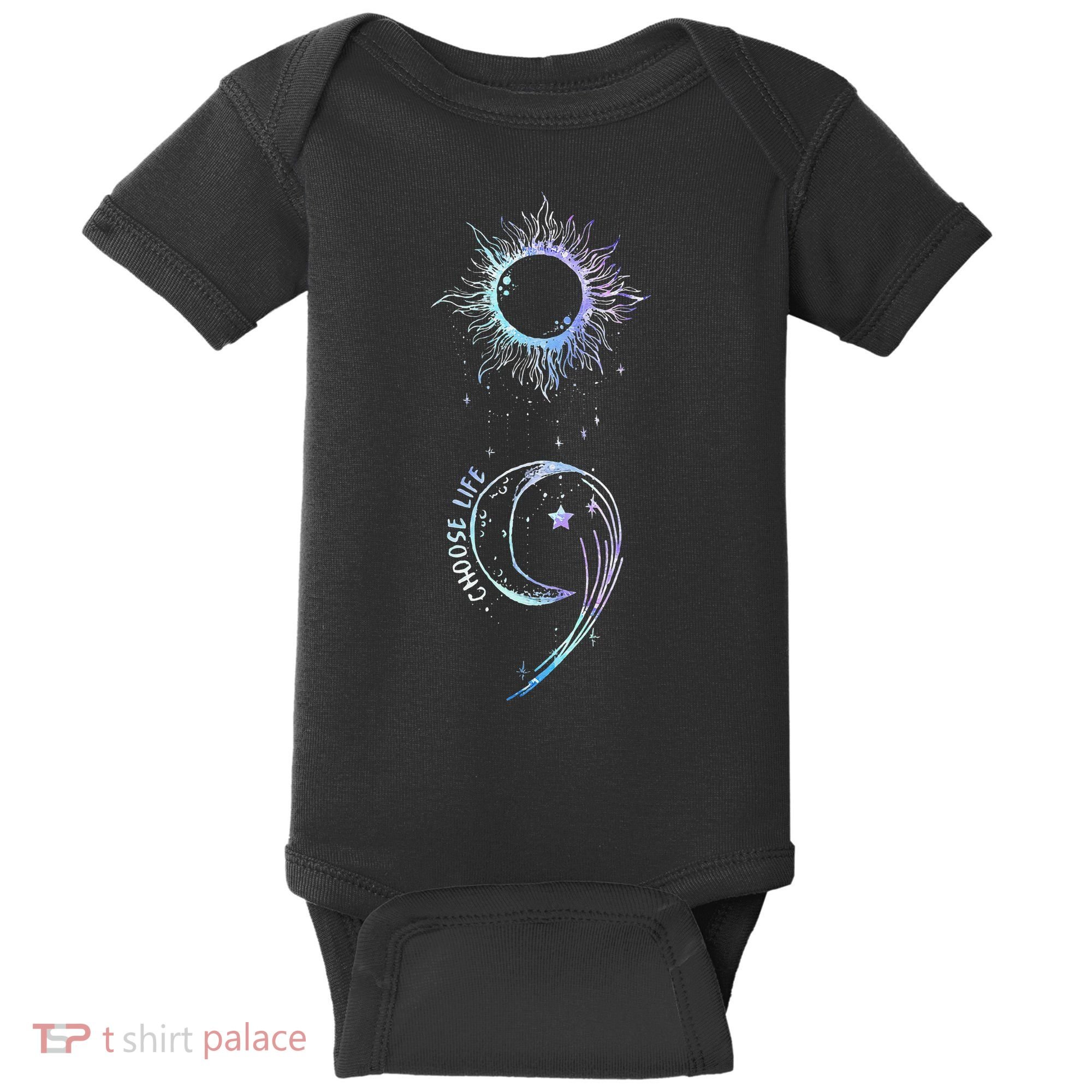 Suicide Prevention Awareness Choose Life Semicolon Gothic Baby Bodysuit