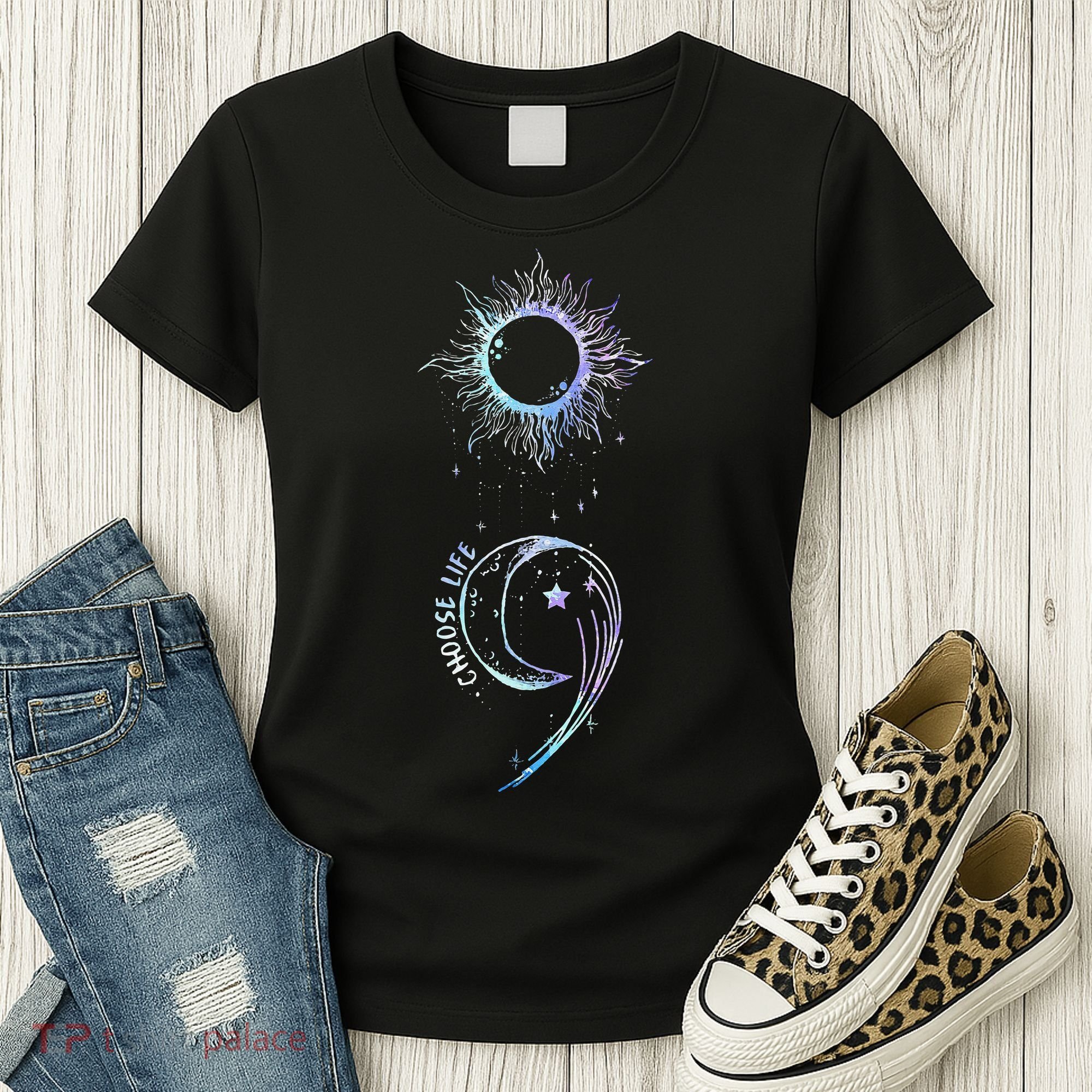 Suicide Prevention Awareness Choose Life Semicolon Gothic Women's T-Shirt