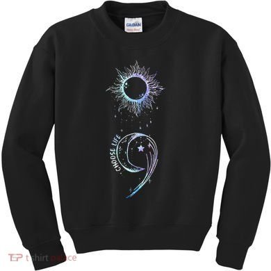 Suicide Prevention Awareness Choose Life Semicolon Gothic Kids Sweatshirt