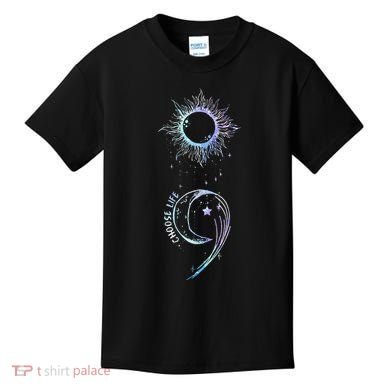 Suicide Prevention Awareness Choose Life Semicolon Gothic Kids T-Shirt