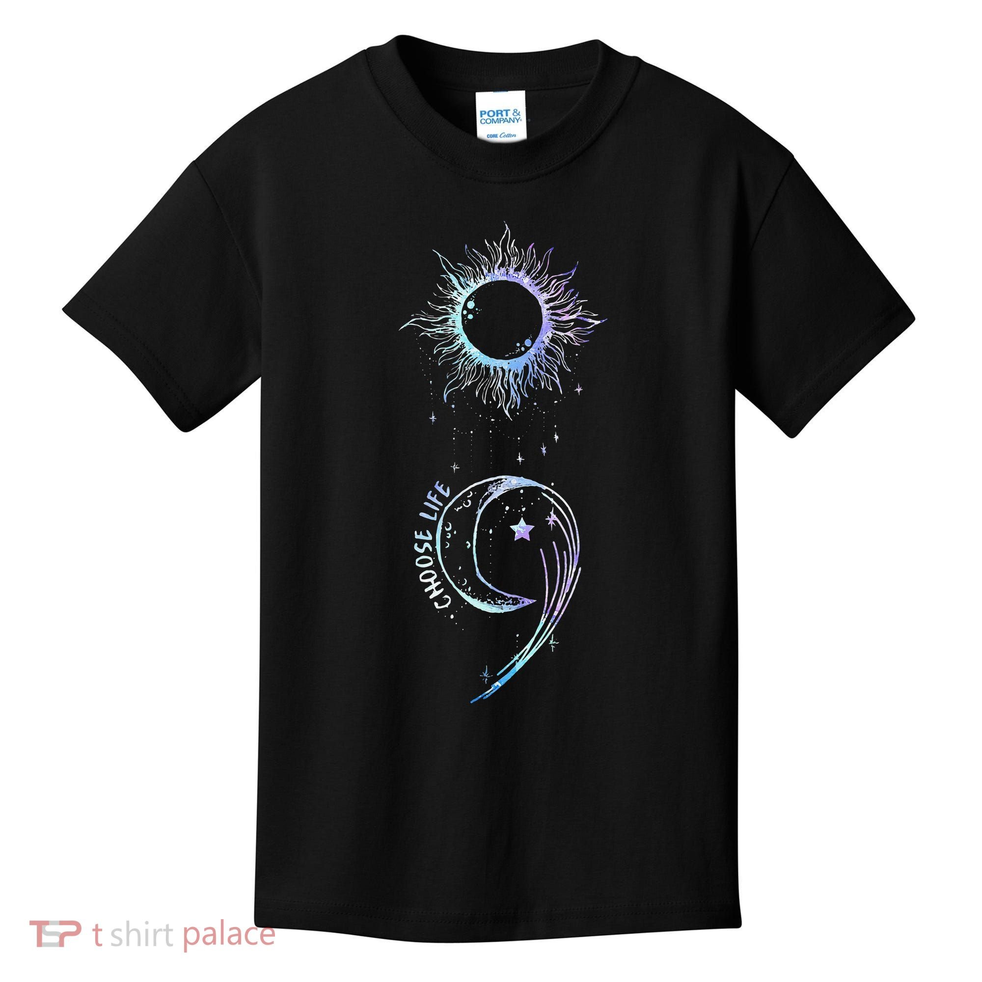 Suicide Prevention Awareness Choose Life Semicolon Gothic Kids T-Shirt