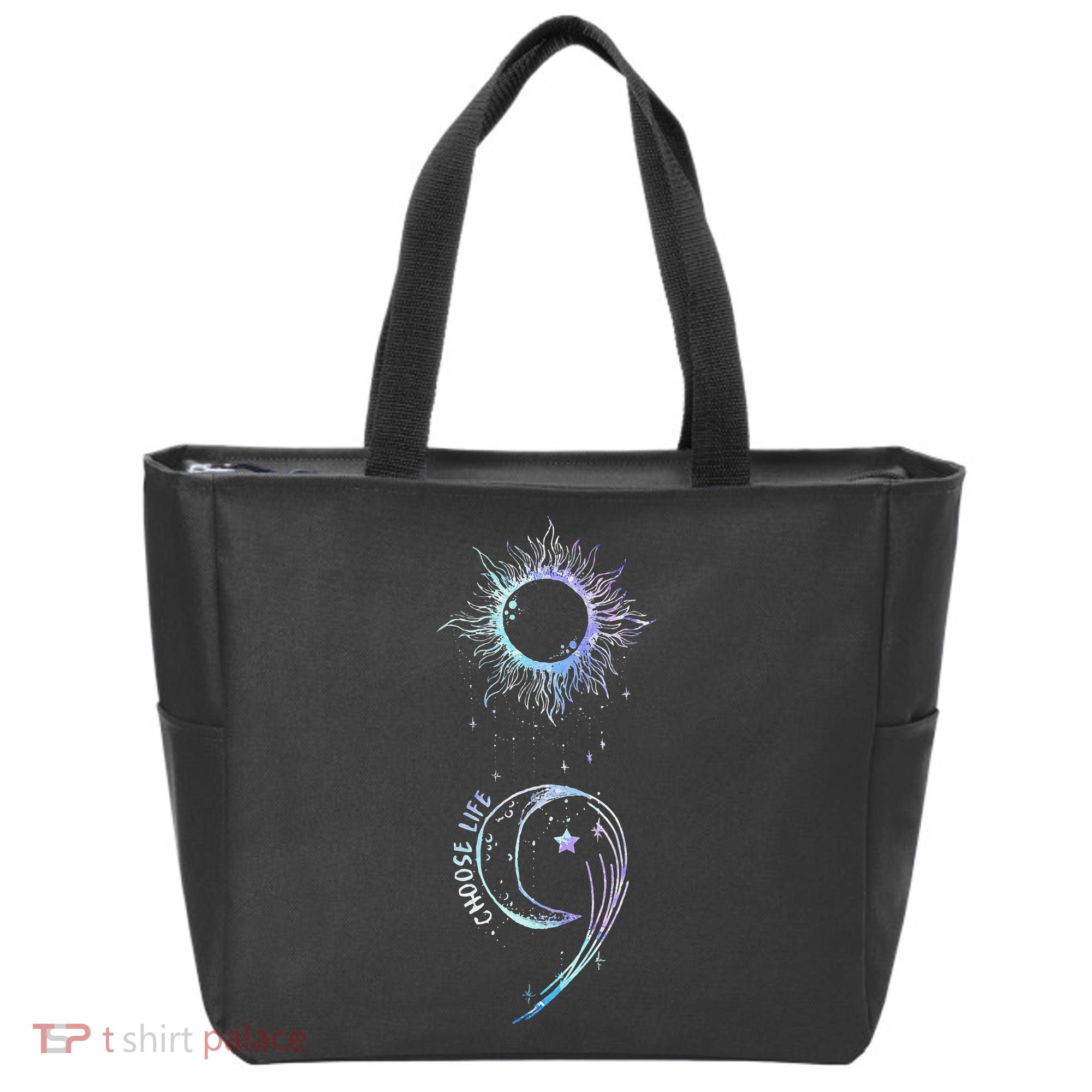 Suicide Prevention Awareness Choose Life Semicolon Gothic Tote Bag