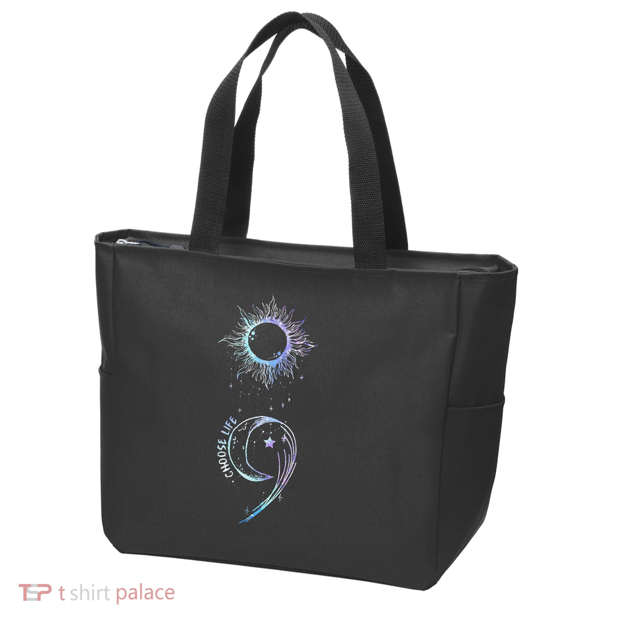 Suicide Prevention Awareness Choose Life Semicolon Gothic Tote Bag