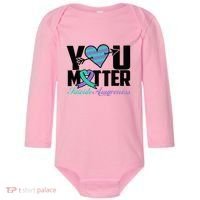 Suicide Prevention Awareness Teal Purple Ribbon You Matter Baby Long Sleeve Bodysuit thumb 0
