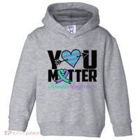 Suicide Prevention Awareness Teal Purple Ribbon You Matter Toddler Hoodie thumb 0