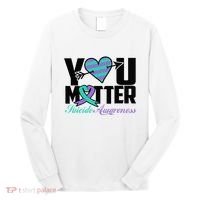 Suicide Prevention Awareness Teal Purple Ribbon You Matter Long Sleeve Shirt thumb 0