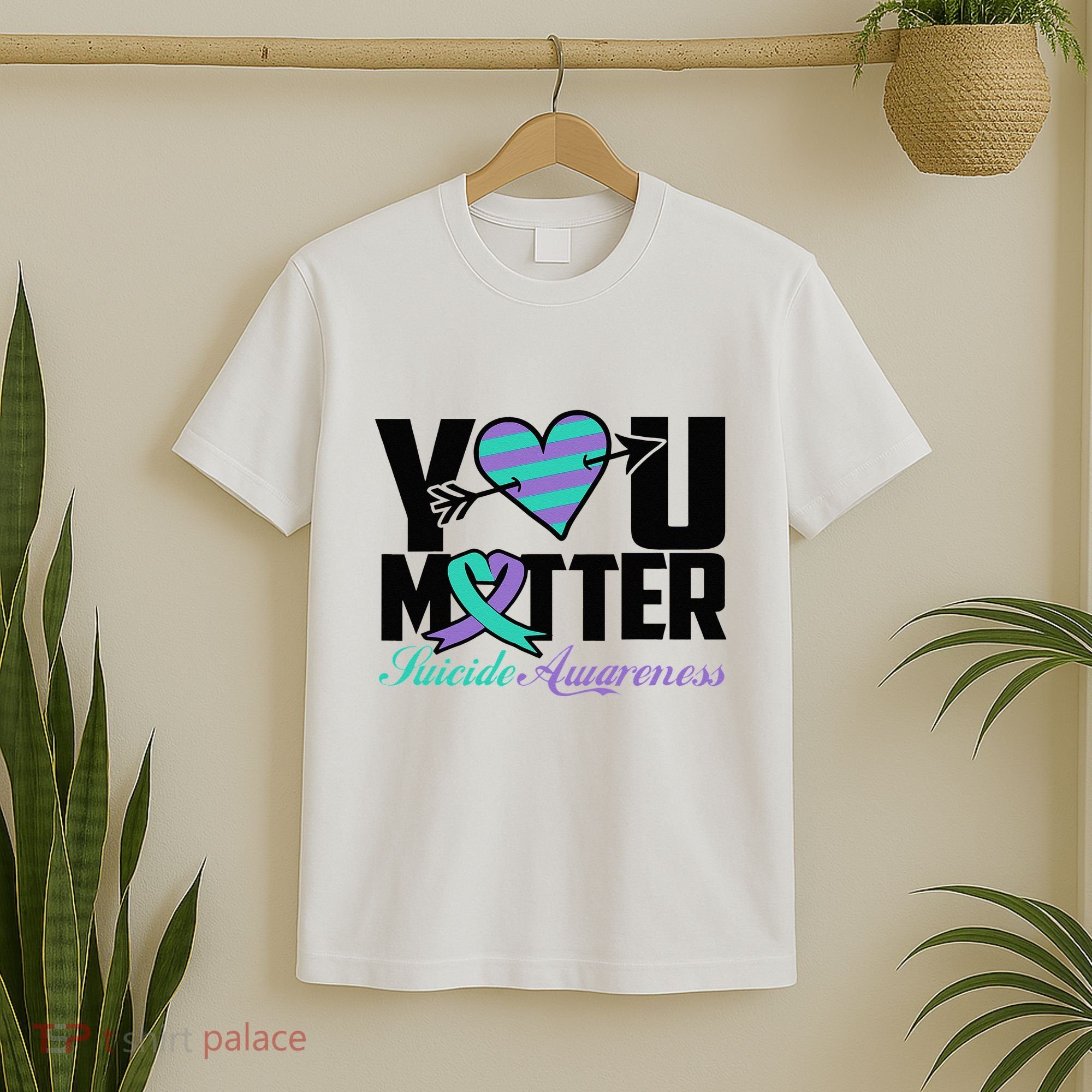 Suicide Prevention Awareness Teal Purple Ribbon You Matter T-Shirt
