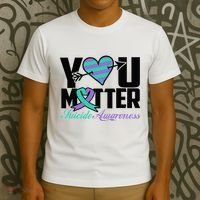 Suicide Prevention Awareness Teal Purple Ribbon You Matter T-Shirt thumb 3