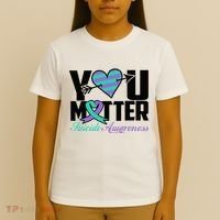 Suicide Prevention Awareness Teal Purple Ribbon You Matter T-Shirt thumb 4