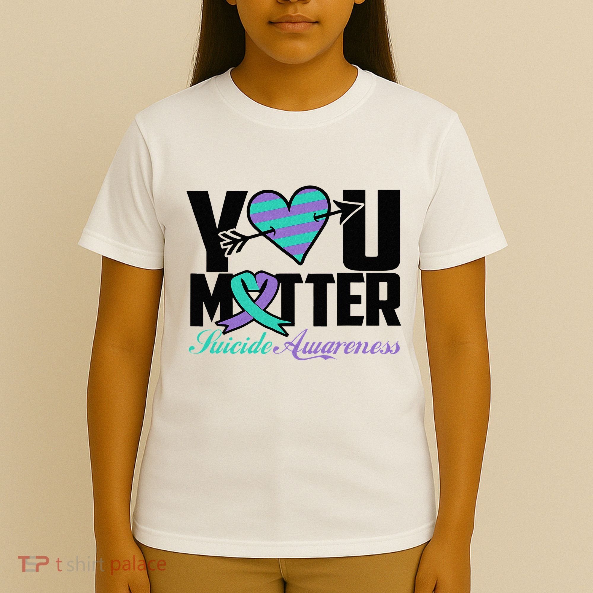Suicide Prevention Awareness Teal Purple Ribbon You Matter T-Shirt
