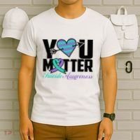 Suicide Prevention Awareness Teal Purple Ribbon You Matter T-Shirt thumb 6