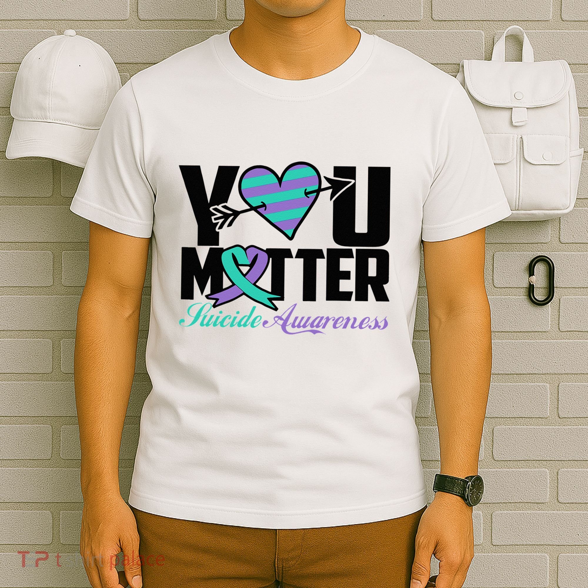 Suicide Prevention Awareness Teal Purple Ribbon You Matter T-Shirt