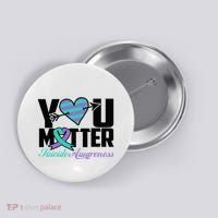 Suicide Prevention Awareness Teal Purple Ribbon You Matter Button thumb 0