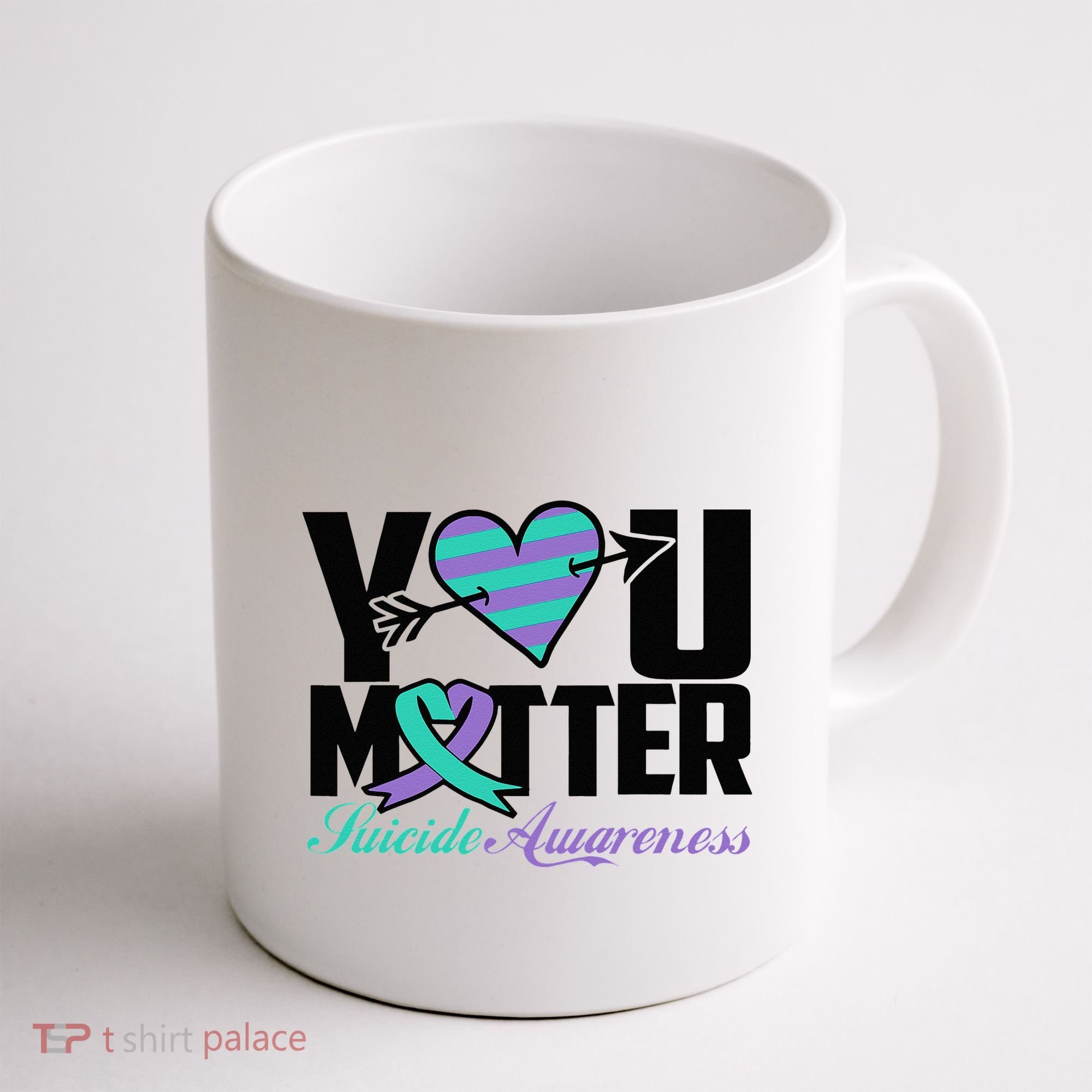 Suicide Prevention Awareness Teal Purple Ribbon You Matter Coffee Mug