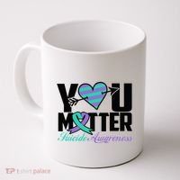 Suicide Prevention Awareness Teal Purple Ribbon You Matter Coffee Mug thumb 0