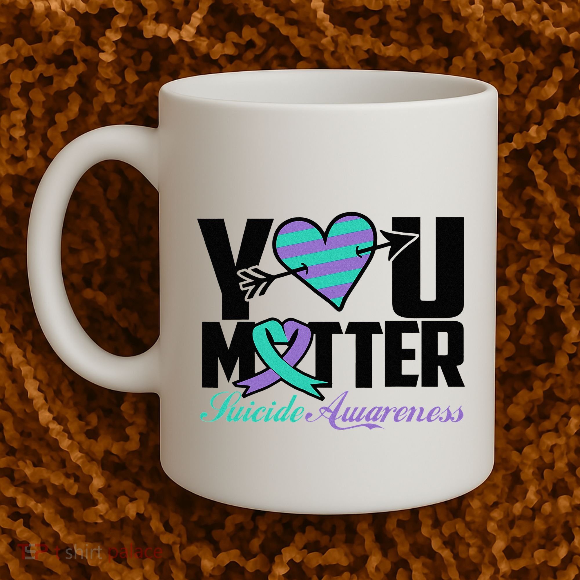 Suicide Prevention Awareness Teal Purple Ribbon You Matter Coffee Mug