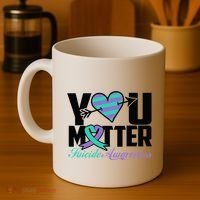 Suicide Prevention Awareness Teal Purple Ribbon You Matter Coffee Mug thumb 4