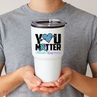 Suicide Prevention Awareness Teal Purple Ribbon You Matter Tumbler thumb 2