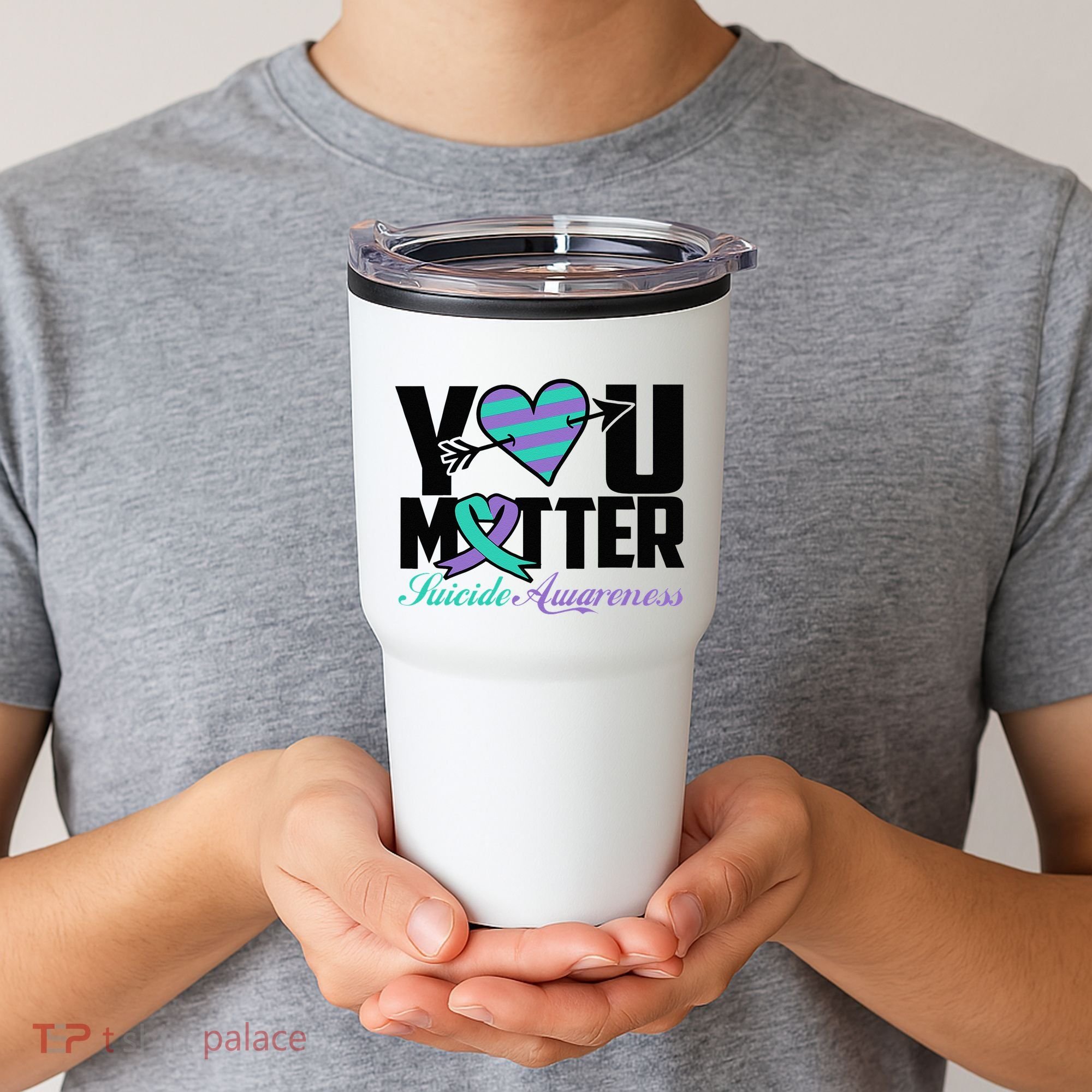 Suicide Prevention Awareness Teal Purple Ribbon You Matter Tumbler