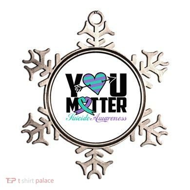 Suicide Prevention Awareness Teal Purple Ribbon You Matter Ornament