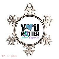 Suicide Prevention Awareness Teal Purple Ribbon You Matter Ornament thumb 0