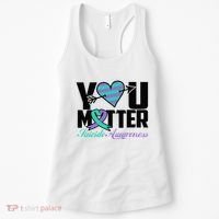 Suicide Prevention Awareness Teal Purple Ribbon You Matter Women's Tank Top thumb 0