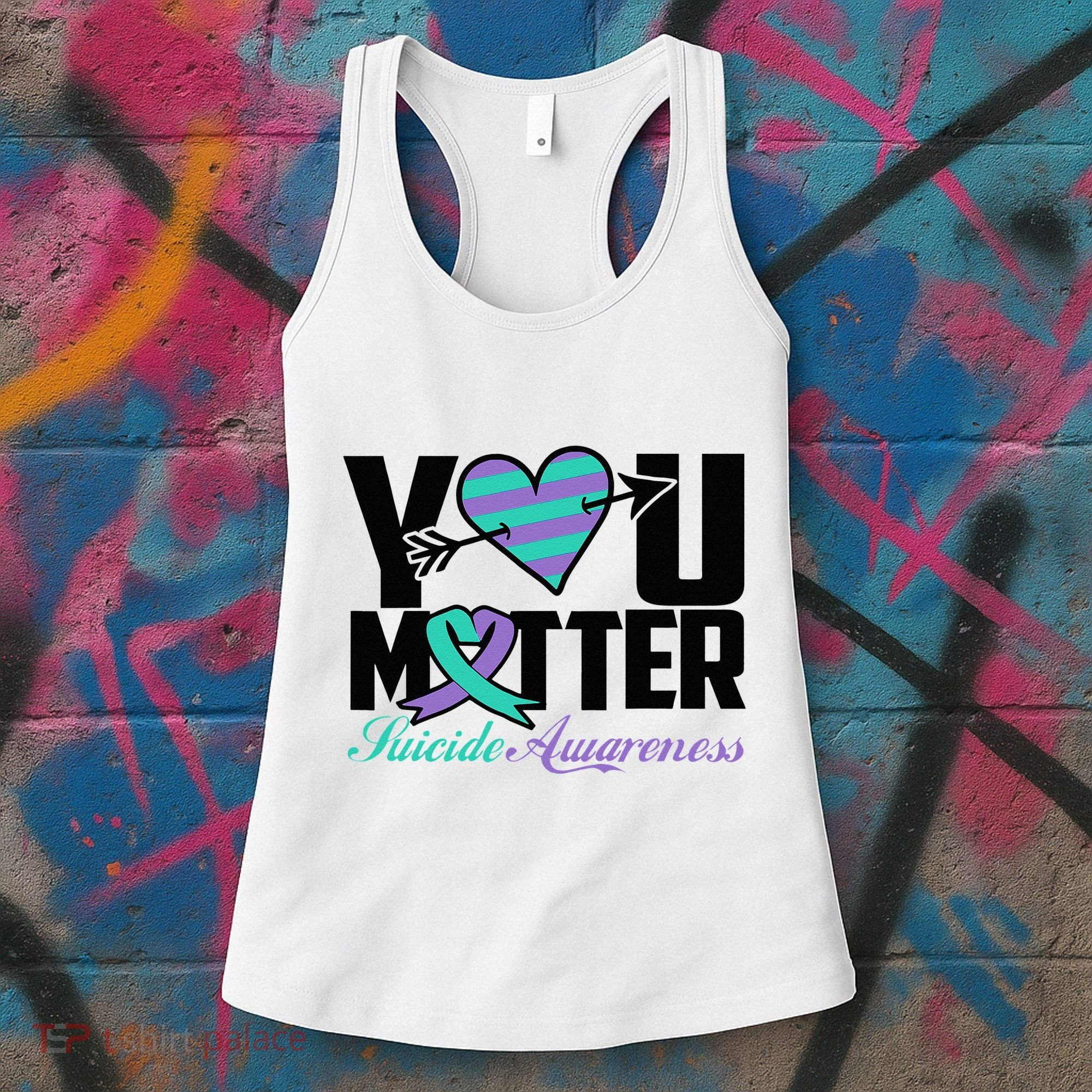 Suicide Prevention Awareness Teal Purple Ribbon You Matter Women's Tank Top