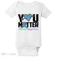 Suicide Prevention Awareness Teal Purple Ribbon You Matter Baby Bodysuit thumb 0