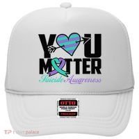 Suicide Prevention Awareness Teal Purple Ribbon You Matter Hat thumb 0