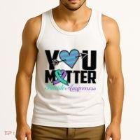 Suicide Prevention Awareness Teal Purple Ribbon You Matter Tank Top thumb 3