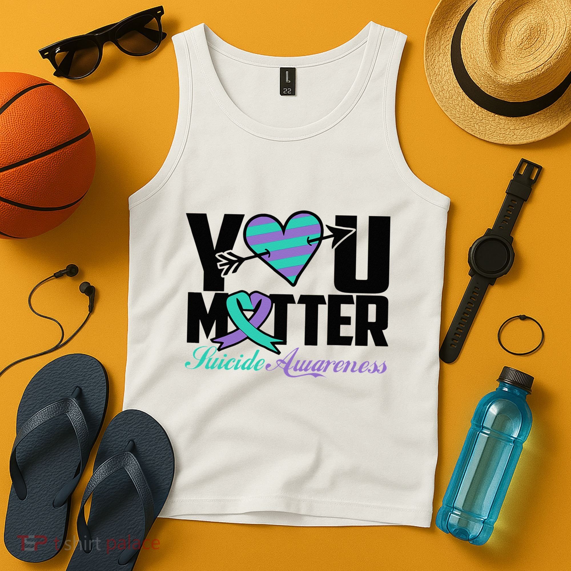 Suicide Prevention Awareness Teal Purple Ribbon You Matter Tank Top