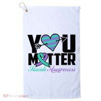 Suicide Prevention Awareness Teal Purple Ribbon You Matter Golf Towel thumb 0