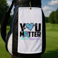 Suicide Prevention Awareness Teal Purple Ribbon You Matter Golf Towel thumb 2