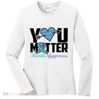 Suicide Prevention Awareness Teal Purple Ribbon You Matter Women's Long Sleeve Shirt thumb 0