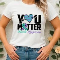 Suicide Prevention Awareness Teal Purple Ribbon You Matter Women's T-Shirt thumb 2