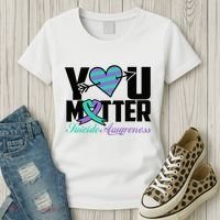 Suicide Prevention Awareness Teal Purple Ribbon You Matter Women's T-Shirt thumb 3