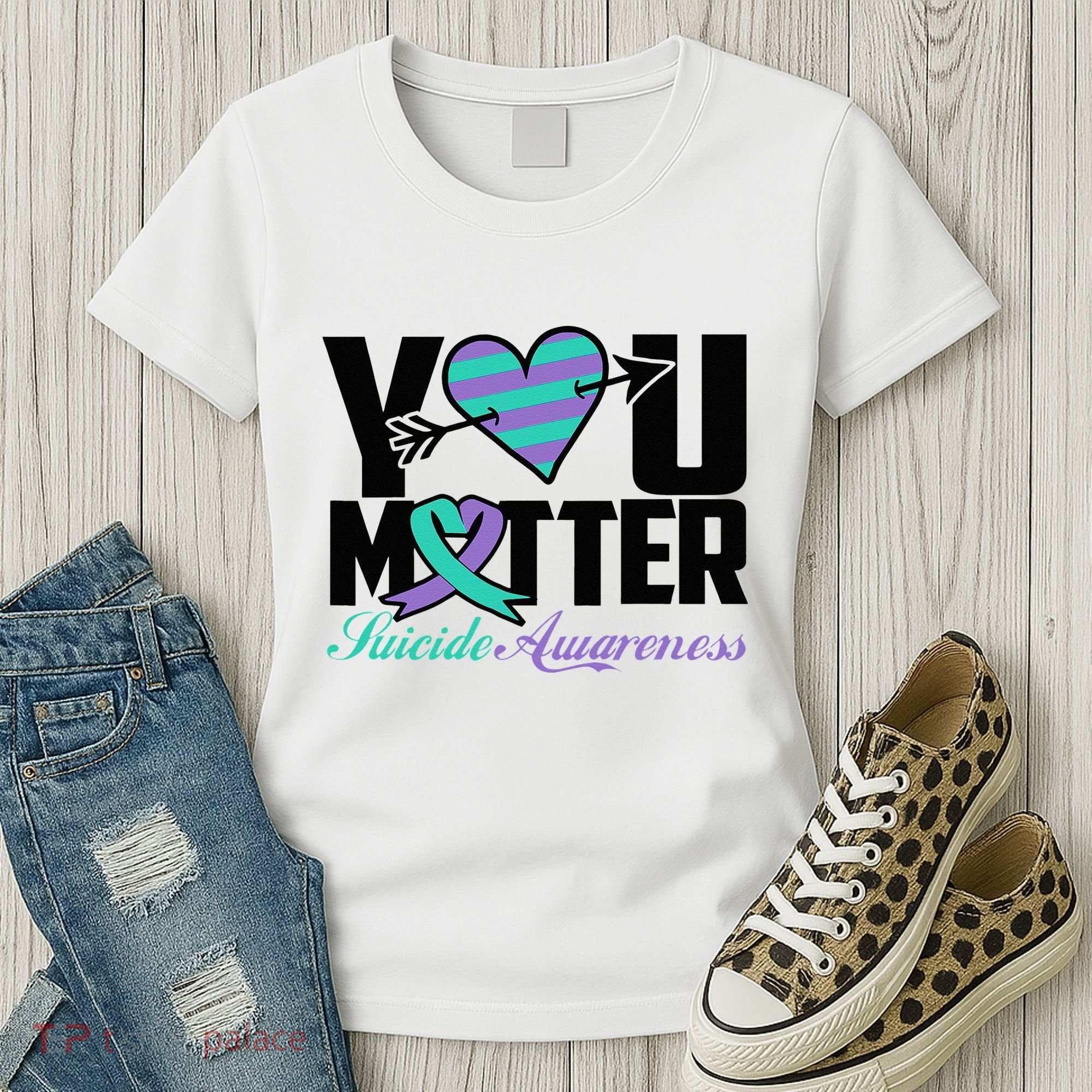 Suicide Prevention Awareness Teal Purple Ribbon You Matter Women's T-Shirt