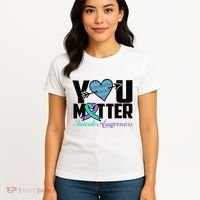 Suicide Prevention Awareness Teal Purple Ribbon You Matter Women's T-Shirt thumb 4