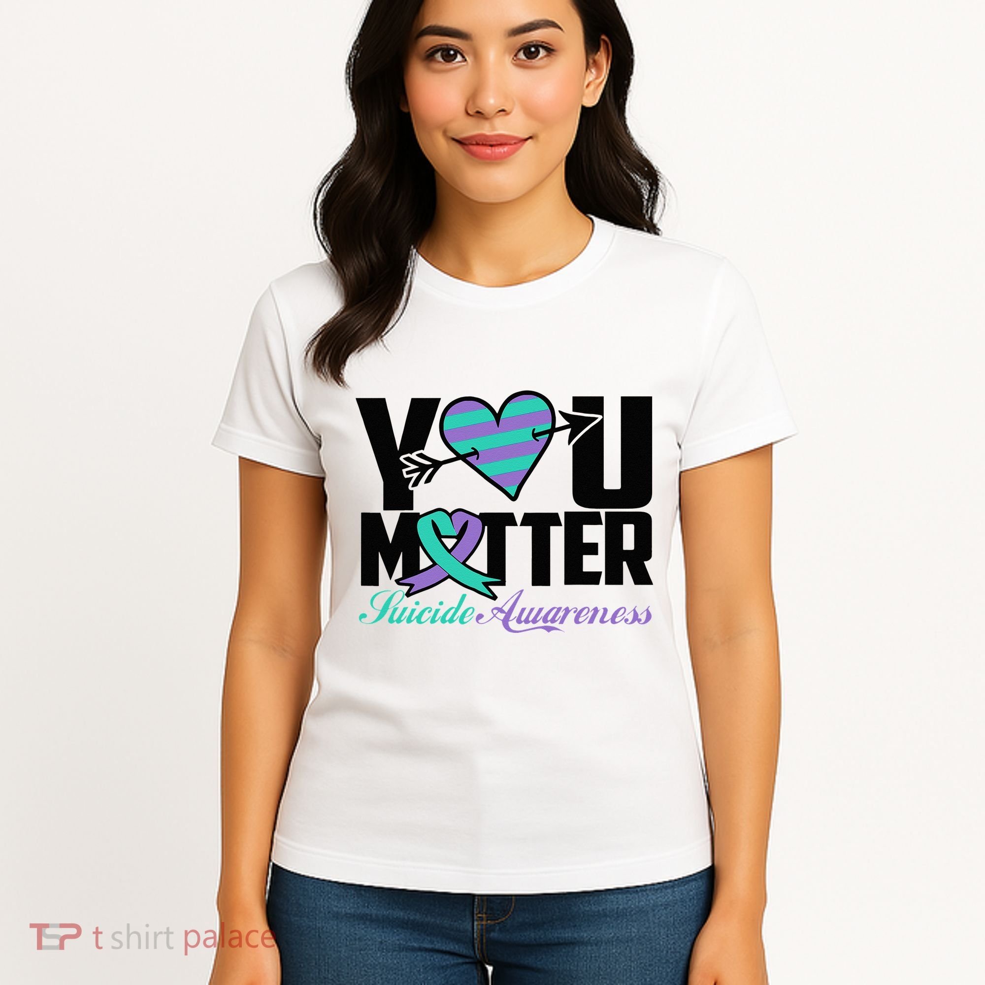 Suicide Prevention Awareness Teal Purple Ribbon You Matter Women's T-Shirt