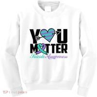 Suicide Prevention Awareness Teal Purple Ribbon You Matter Kids Sweatshirt thumb 0