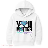 Suicide Prevention Awareness Teal Purple Ribbon You Matter Kids Hoodie thumb 0