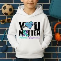 Suicide Prevention Awareness Teal Purple Ribbon You Matter Kids Hoodie thumb 2