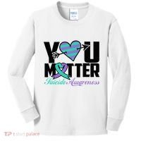 Suicide Prevention Awareness Teal Purple Ribbon You Matter Kids Long Sleeve Shirt thumb 0